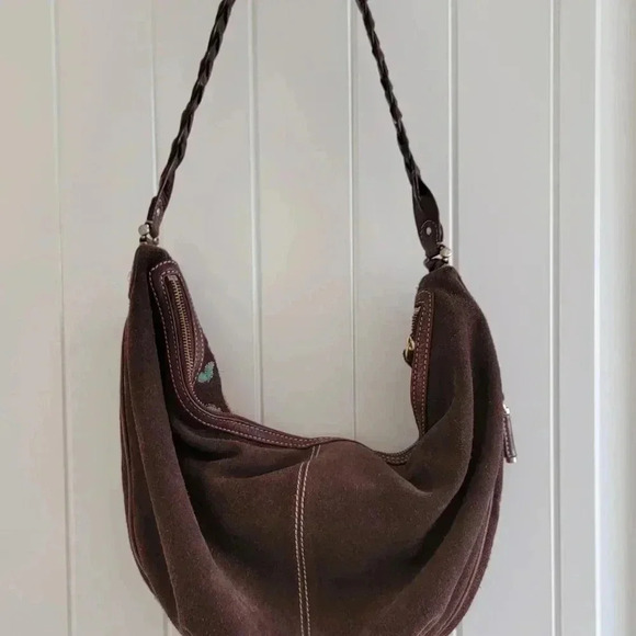 Liz Claiborne Leather Suede Floral Banana bag 🌺🦋🌸✌️ - Picture 4 of 6